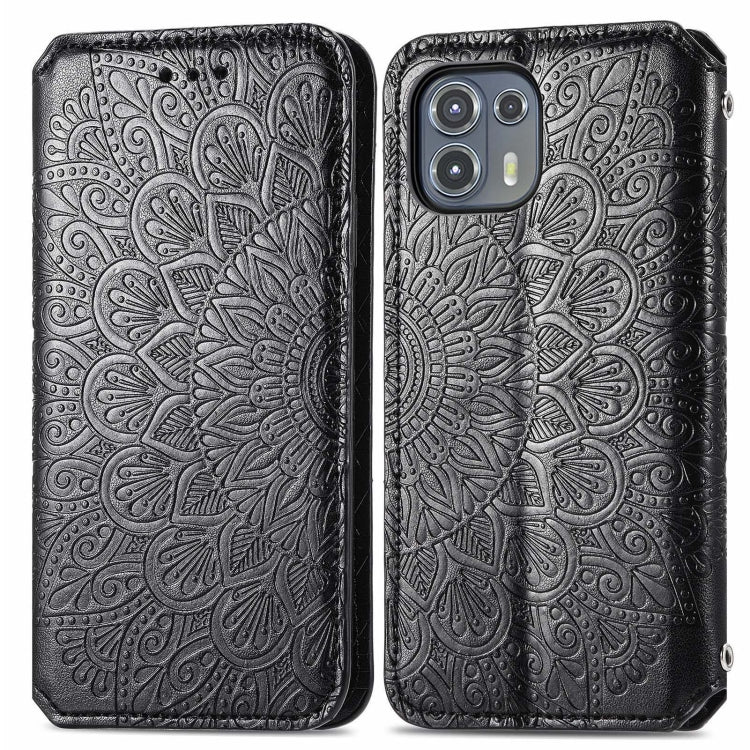 For Motorola Edge 20 Lite Blooming Mandala Embossed Pattern Magnetic Horizontal Flip Leather Case with Holder & Card Slots & Wallet