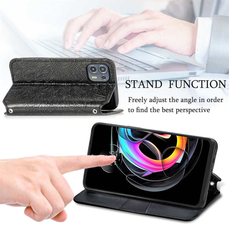 For Motorola Edge 20 Lite Blooming Mandala Embossed Pattern Magnetic Horizontal Flip Leather Case with Holder & Card Slots & Wallet