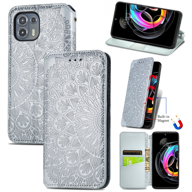 For Motorola Edge 20 Lite Blooming Mandala Embossed Pattern Magnetic Horizontal Flip Leather Case with Holder & Card Slots & Wallet