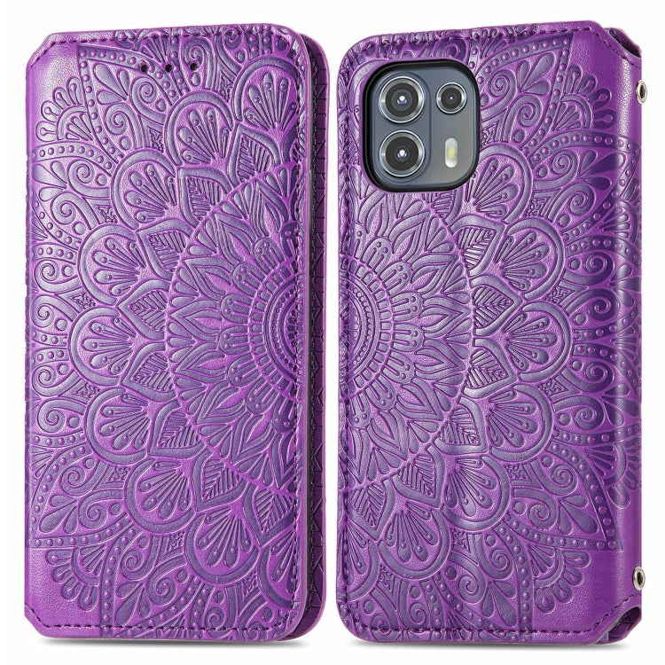 For Motorola Edge 20 Lite Blooming Mandala Embossed Pattern Magnetic Horizontal Flip Leather Case with Holder & Card Slots & Wallet