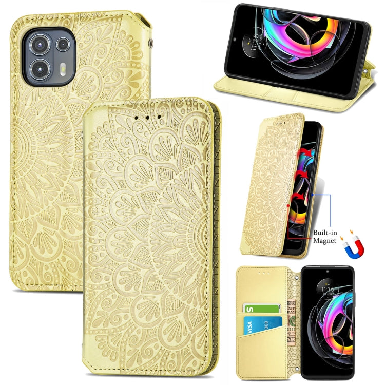 For Motorola Edge 20 Lite Blooming Mandala Embossed Pattern Magnetic Horizontal Flip Leather Case with Holder & Card Slots & Wallet