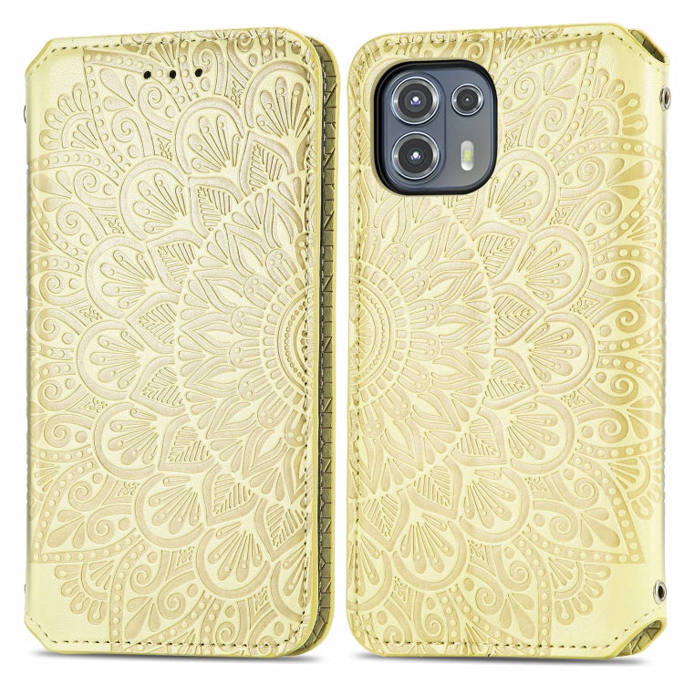 For Motorola Edge 20 Lite Blooming Mandala Embossed Pattern Magnetic Horizontal Flip Leather Case with Holder & Card Slots & Wallet