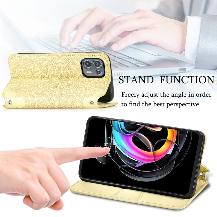 For Motorola Edge 20 Lite Blooming Mandala Embossed Pattern Magnetic Horizontal Flip Leather Case with Holder & Card Slots & Wallet