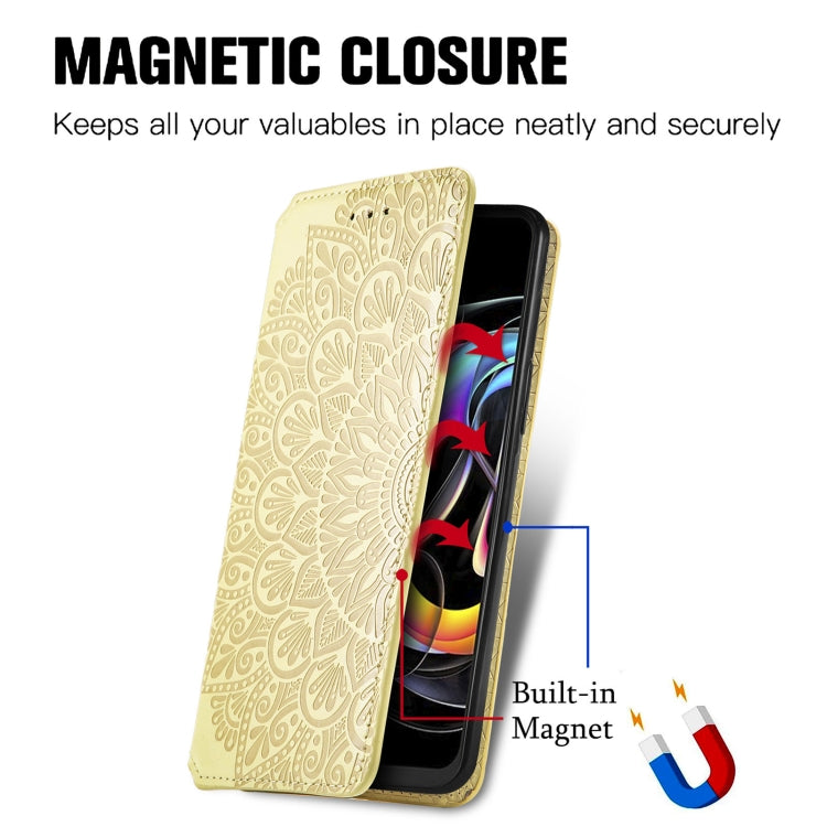 For Motorola Edge 20 Lite Blooming Mandala Embossed Pattern Magnetic Horizontal Flip Leather Case with Holder & Card Slots & Wallet