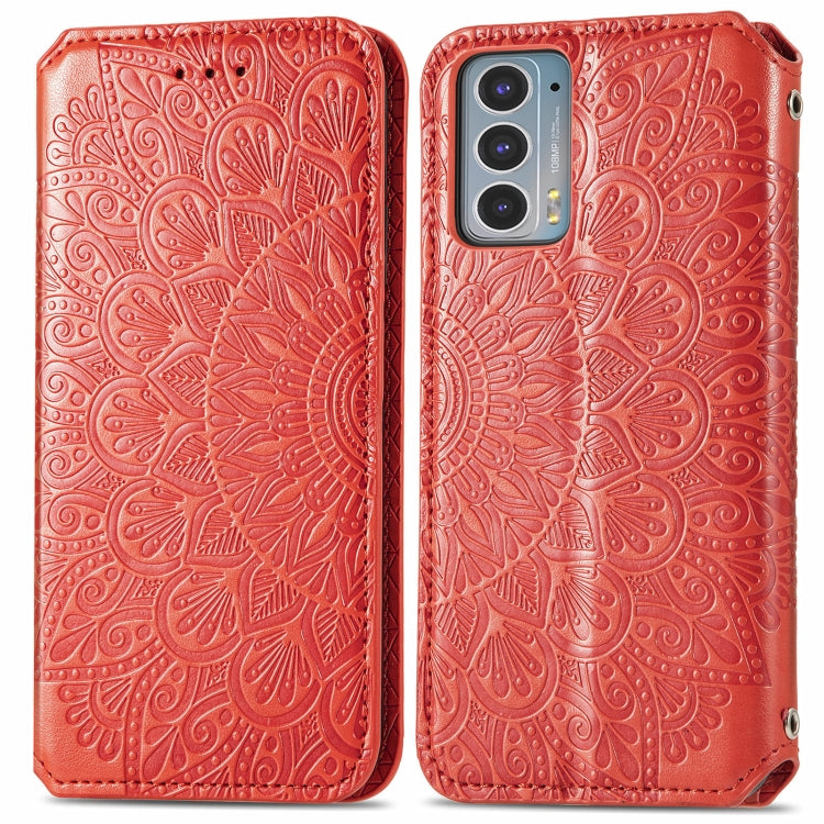For Motorola Edge 20 Blooming Mandala Embossed Pattern Magnetic Horizontal Flip Leather Case with Holder & Card Slots & Wallet