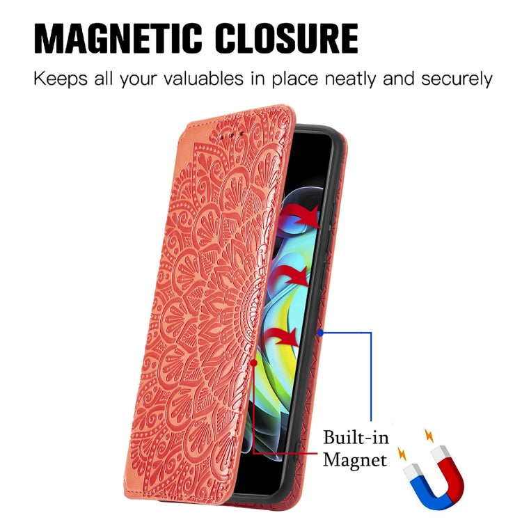For Motorola Edge 20 Blooming Mandala Embossed Pattern Magnetic Horizontal Flip Leather Case with Holder & Card Slots & Wallet