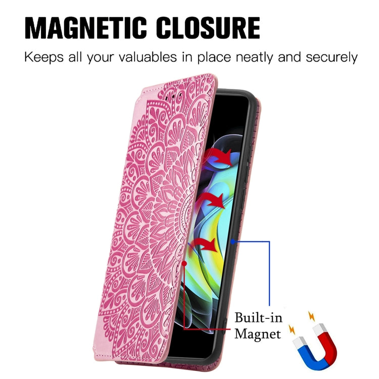For Motorola Edge 20 Blooming Mandala Embossed Pattern Magnetic Horizontal Flip Leather Case with Holder & Card Slots & Wallet