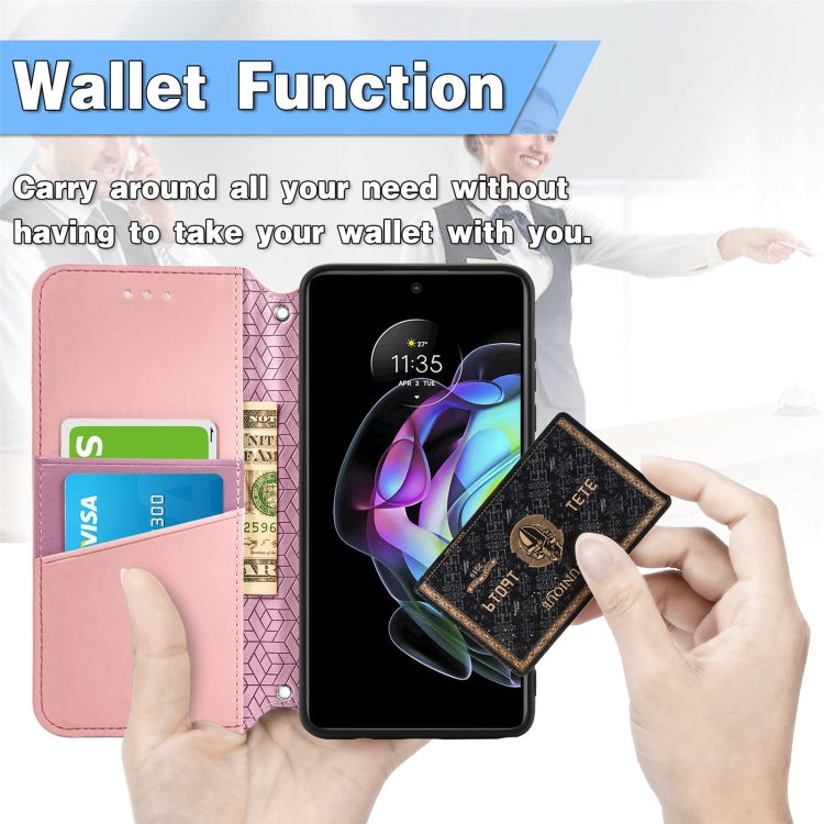 For Motorola Edge 20 Blooming Mandala Embossed Pattern Magnetic Horizontal Flip Leather Case with Holder & Card Slots & Wallet