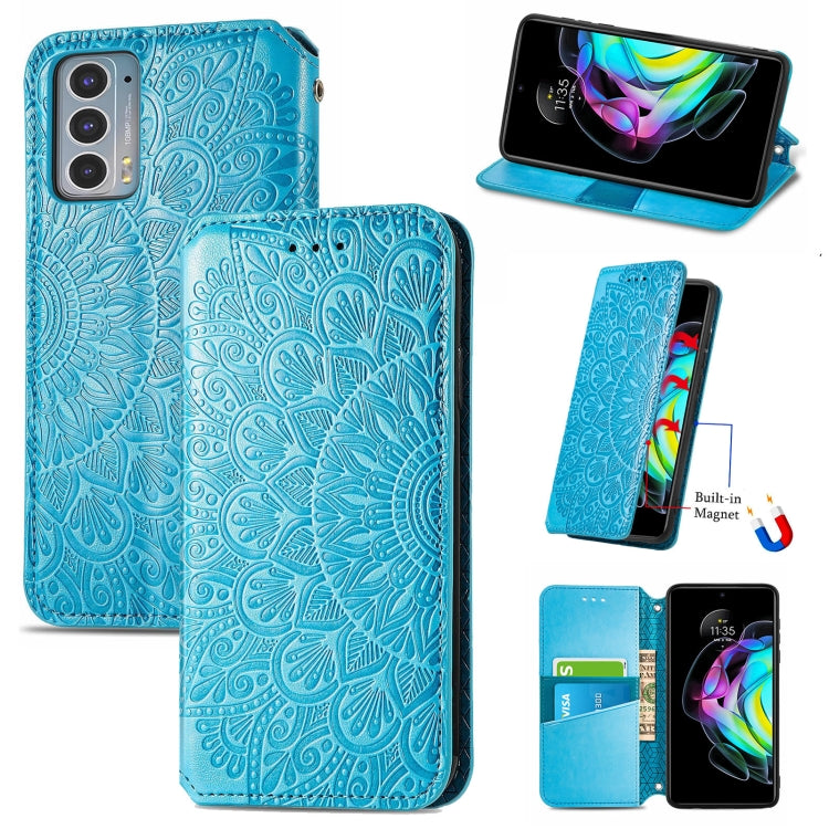 For Motorola Edge 20 Blooming Mandala Embossed Pattern Magnetic Horizontal Flip Leather Case with Holder & Card Slots & Wallet