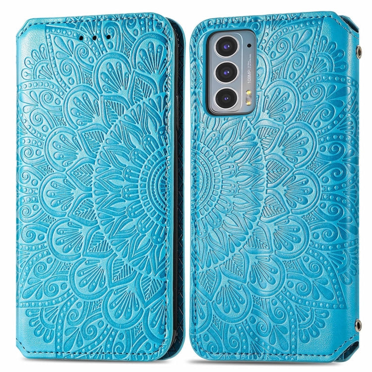 For Motorola Edge 20 Blooming Mandala Embossed Pattern Magnetic Horizontal Flip Leather Case with Holder & Card Slots & Wallet