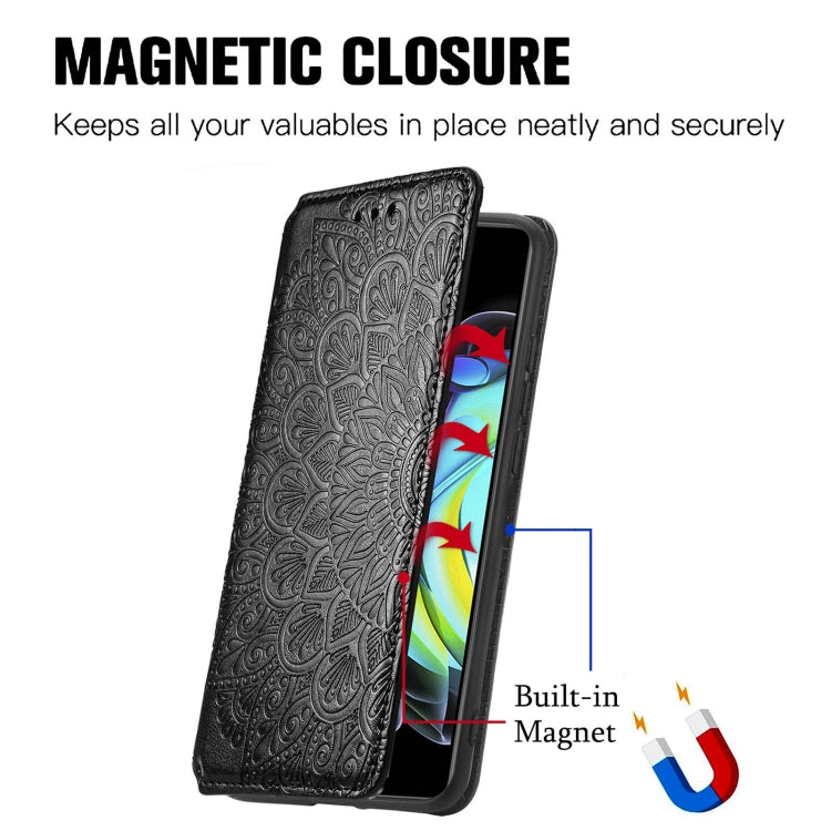 For Motorola Edge 20 Blooming Mandala Embossed Pattern Magnetic Horizontal Flip Leather Case with Holder & Card Slots & Wallet
