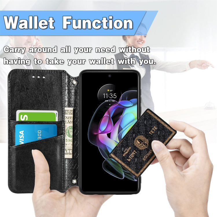 For Motorola Edge 20 Blooming Mandala Embossed Pattern Magnetic Horizontal Flip Leather Case with Holder & Card Slots & Wallet