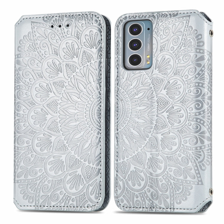 For Motorola Edge 20 Blooming Mandala Embossed Pattern Magnetic Horizontal Flip Leather Case with Holder & Card Slots & Wallet