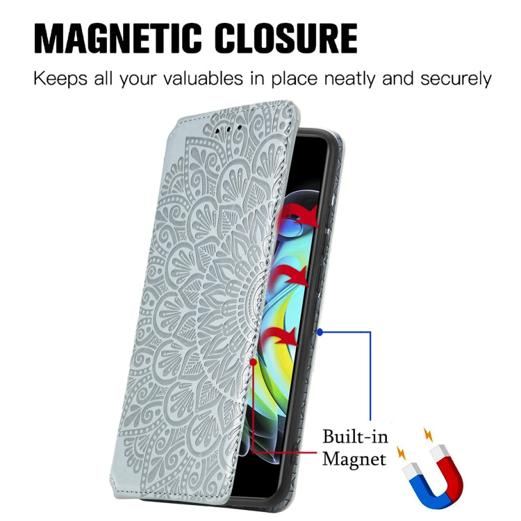 For Motorola Edge 20 Blooming Mandala Embossed Pattern Magnetic Horizontal Flip Leather Case with Holder & Card Slots & Wallet