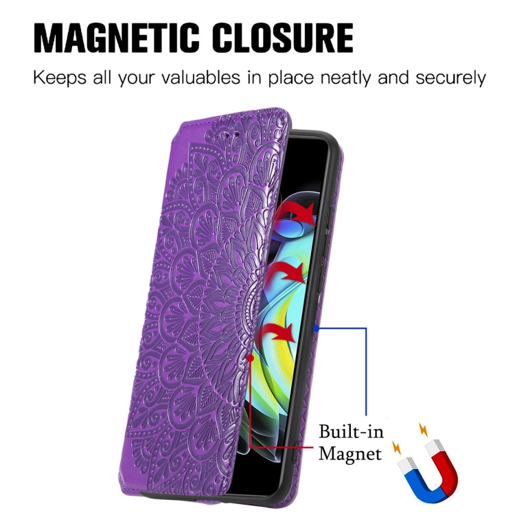 For Motorola Edge 20 Blooming Mandala Embossed Pattern Magnetic Horizontal Flip Leather Case with Holder & Card Slots & Wallet