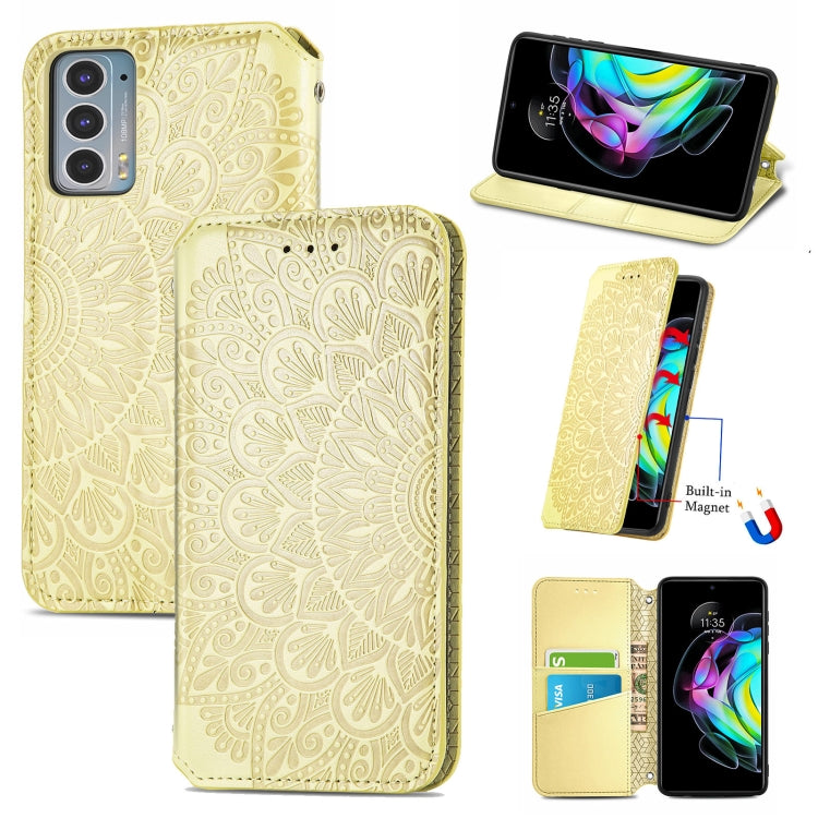 For Motorola Edge 20 Blooming Mandala Embossed Pattern Magnetic Horizontal Flip Leather Case with Holder & Card Slots & Wallet