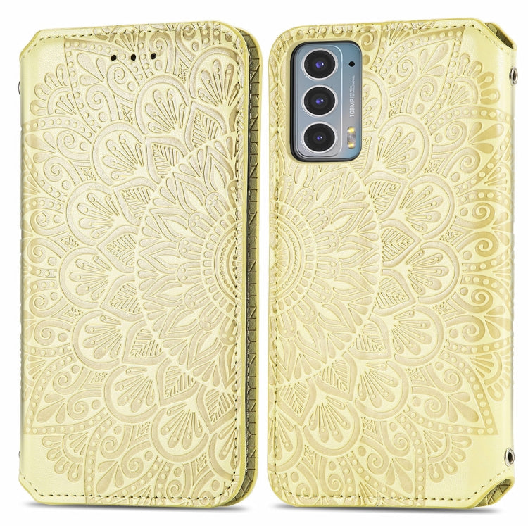 For Motorola Edge 20 Blooming Mandala Embossed Pattern Magnetic Horizontal Flip Leather Case with Holder & Card Slots & Wallet