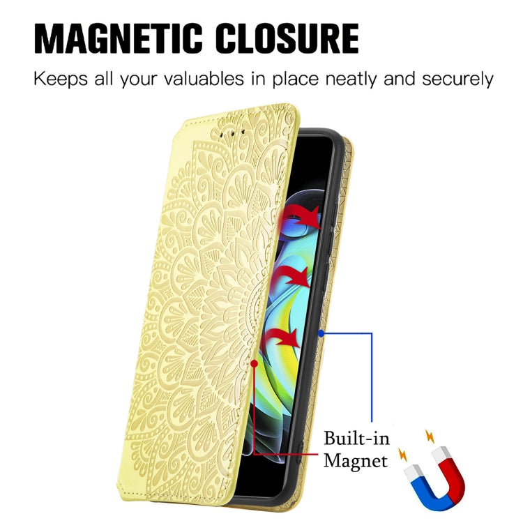 For Motorola Edge 20 Blooming Mandala Embossed Pattern Magnetic Horizontal Flip Leather Case with Holder & Card Slots & Wallet