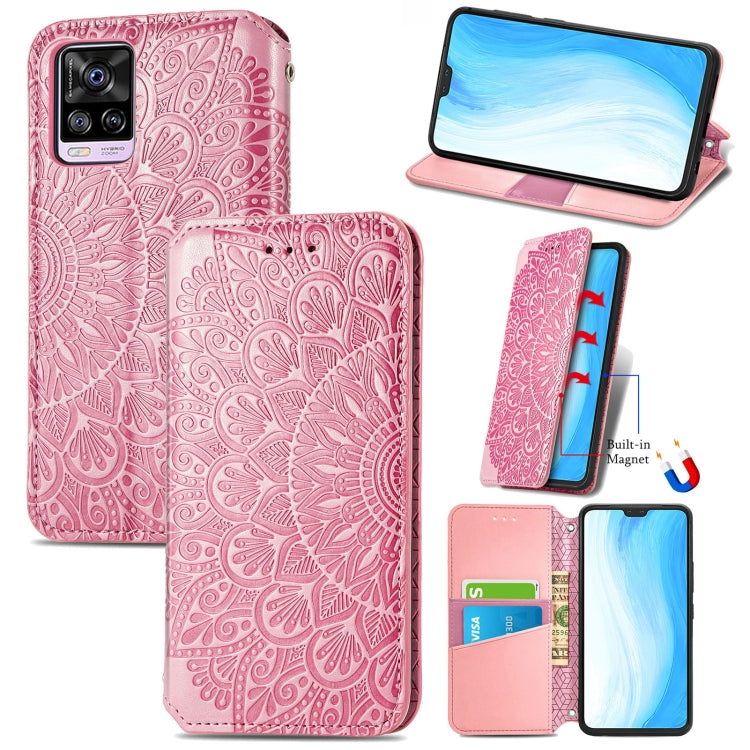 For vivo S7 Blooming Mandala Embossed Pattern Magnetic Horizontal Flip Leather Case with Holder & Card Slots & Wallet