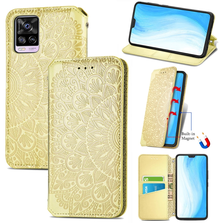 For vivo S7 Blooming Mandala Embossed Pattern Magnetic Horizontal Flip Leather Case with Holder & Card Slots & Wallet