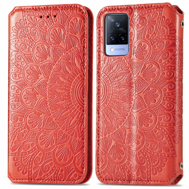 For vivo V21 Blooming Mandala Embossed Pattern Magnetic Horizontal Flip Leather Case with Holder & Card Slots & Wallet