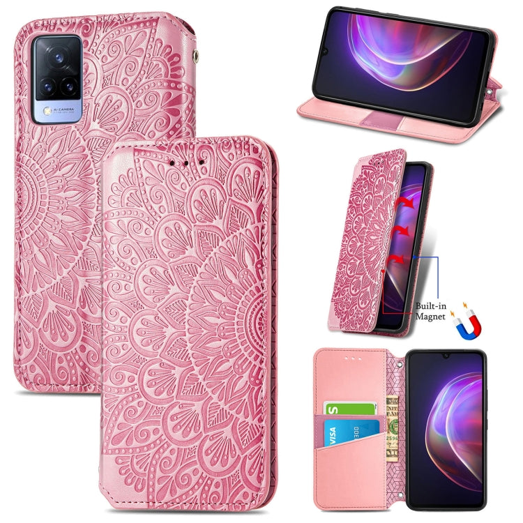 For vivo V21 Blooming Mandala Embossed Pattern Magnetic Horizontal Flip Leather Case with Holder & Card Slots & Wallet