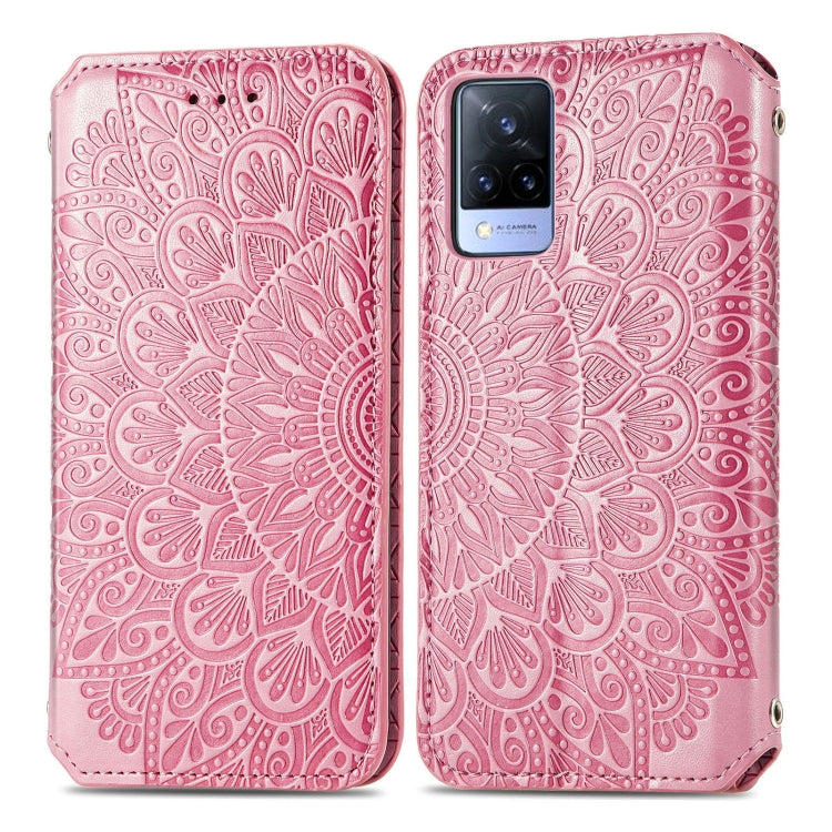 For vivo V21 Blooming Mandala Embossed Pattern Magnetic Horizontal Flip Leather Case with Holder & Card Slots & Wallet