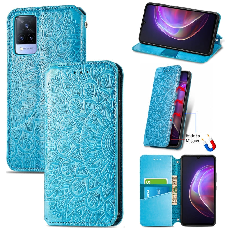 For vivo V21 Blooming Mandala Embossed Pattern Magnetic Horizontal Flip Leather Case with Holder & Card Slots & Wallet