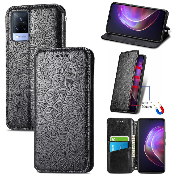 For vivo V21 Blooming Mandala Embossed Pattern Magnetic Horizontal Flip Leather Case with Holder & Card Slots & Wallet