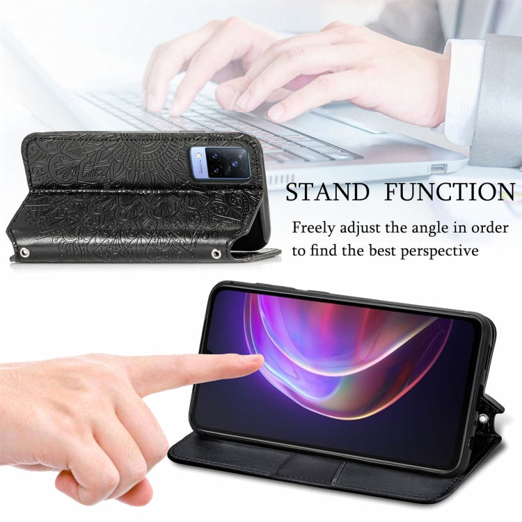 For vivo V21 Blooming Mandala Embossed Pattern Magnetic Horizontal Flip Leather Case with Holder & Card Slots & Wallet