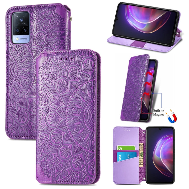 For vivo V21 Blooming Mandala Embossed Pattern Magnetic Horizontal Flip Leather Case with Holder & Card Slots & Wallet