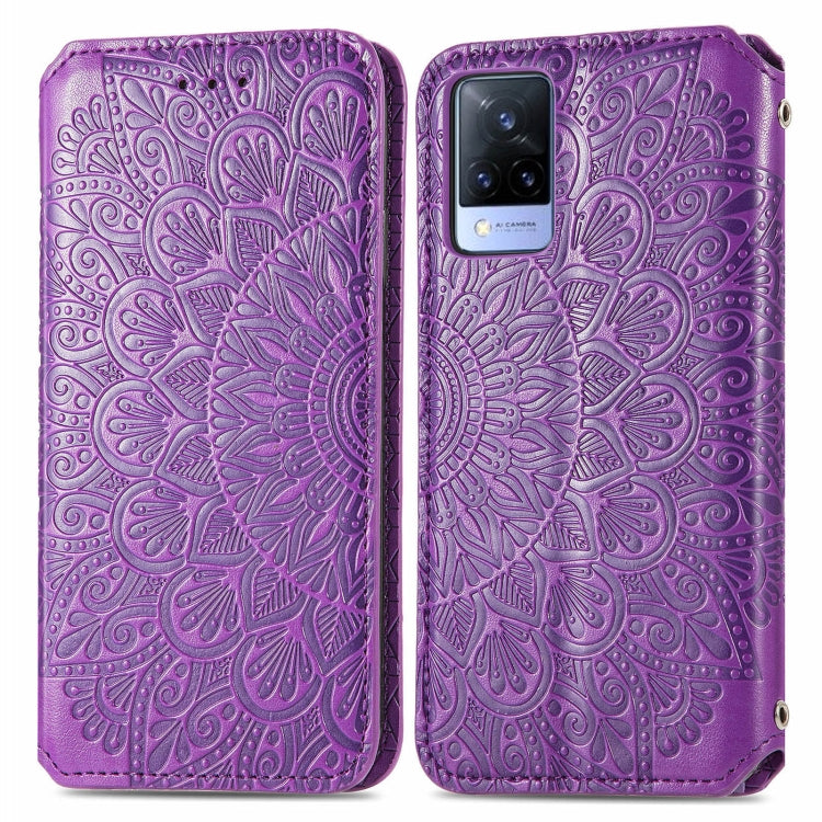 For vivo V21 Blooming Mandala Embossed Pattern Magnetic Horizontal Flip Leather Case with Holder & Card Slots & Wallet