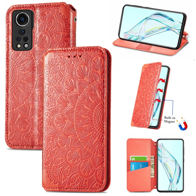 For ZTE Axon 30 5G Blooming Mandala Embossed Pattern Magnetic Horizontal Flip Leather Case with Holder & Card Slots & Wallet