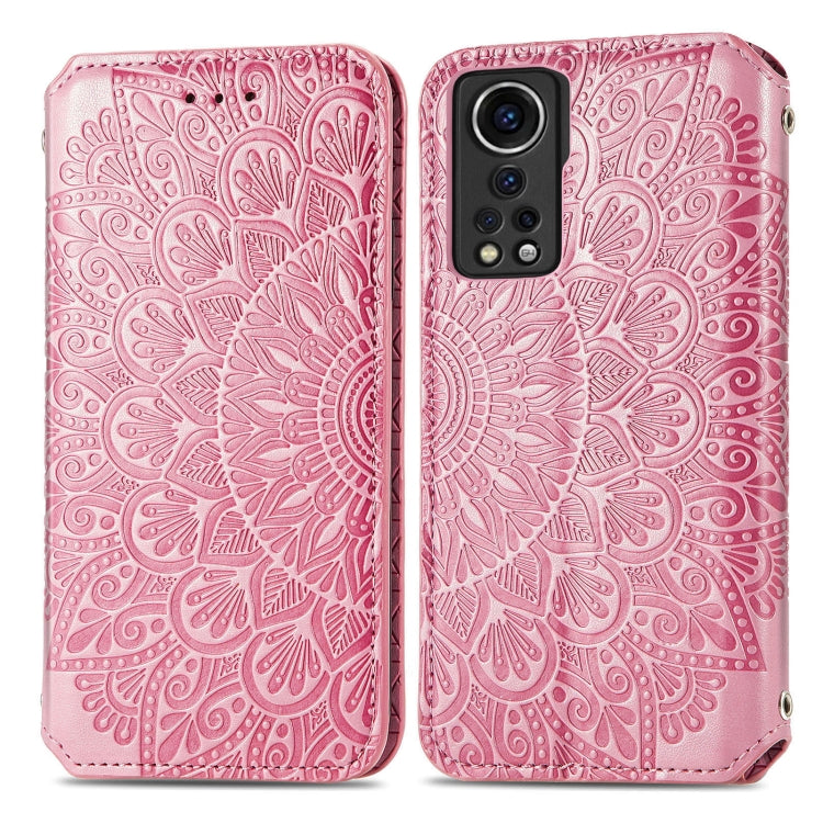 For ZTE Axon 30 5G Blooming Mandala Embossed Pattern Magnetic Horizontal Flip Leather Case with Holder & Card Slots & Wallet