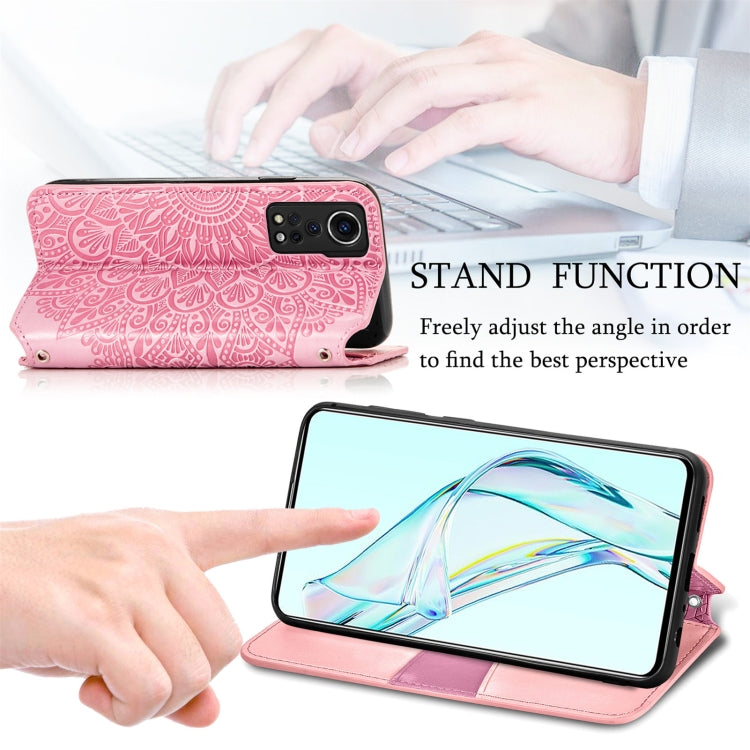 For ZTE Axon 30 5G Blooming Mandala Embossed Pattern Magnetic Horizontal Flip Leather Case with Holder & Card Slots & Wallet