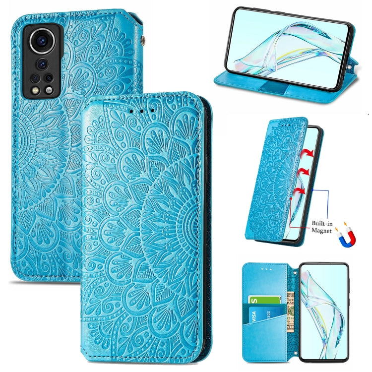For ZTE Axon 30 5G Blooming Mandala Embossed Pattern Magnetic Horizontal Flip Leather Case with Holder & Card Slots & Wallet