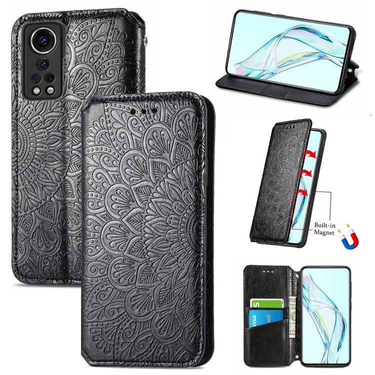 For ZTE Axon 30 5G Blooming Mandala Embossed Pattern Magnetic Horizontal Flip Leather Case with Holder & Card Slots & Wallet
