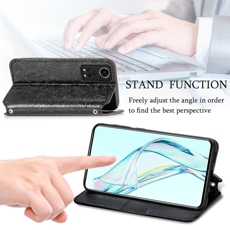 For ZTE Axon 30 5G Blooming Mandala Embossed Pattern Magnetic Horizontal Flip Leather Case with Holder & Card Slots & Wallet