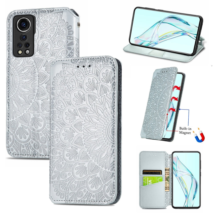 For ZTE Axon 30 5G Blooming Mandala Embossed Pattern Magnetic Horizontal Flip Leather Case with Holder & Card Slots & Wallet