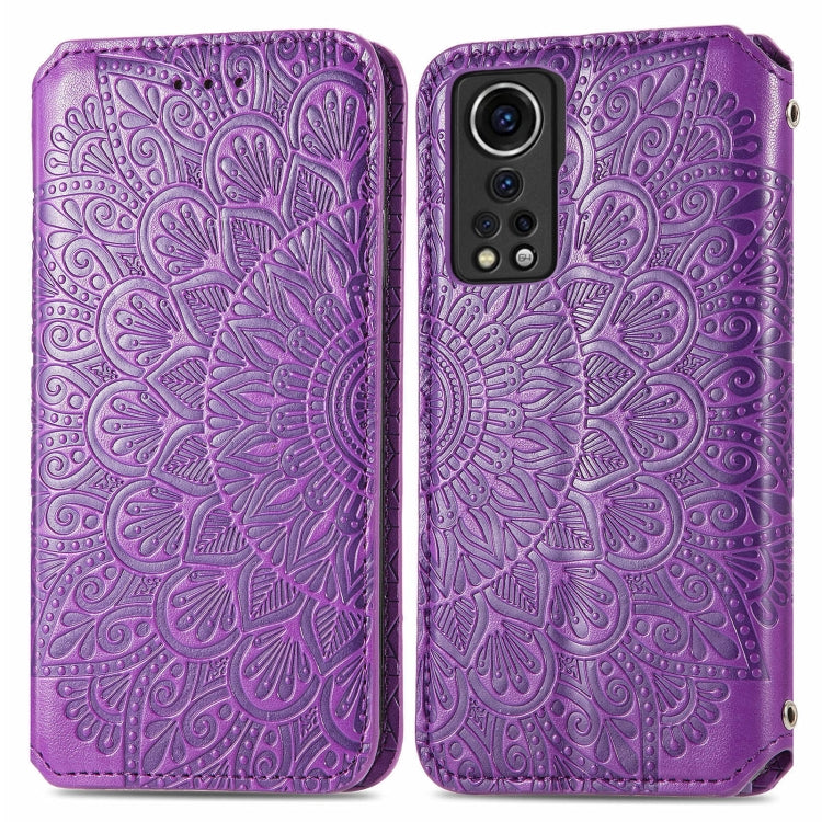For ZTE Axon 30 5G Blooming Mandala Embossed Pattern Magnetic Horizontal Flip Leather Case with Holder & Card Slots & Wallet