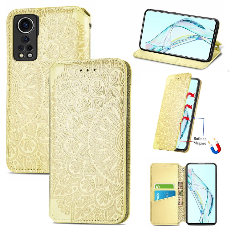 For ZTE Axon 30 5G Blooming Mandala Embossed Pattern Magnetic Horizontal Flip Leather Case with Holder & Card Slots & Wallet