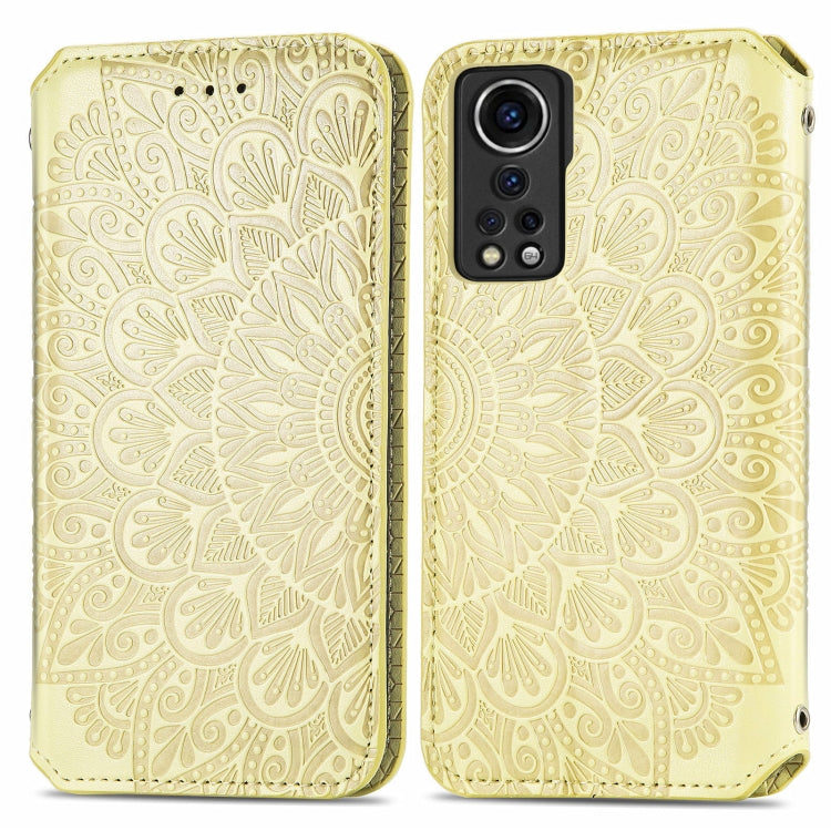 For ZTE Axon 30 5G Blooming Mandala Embossed Pattern Magnetic Horizontal Flip Leather Case with Holder & Card Slots & Wallet