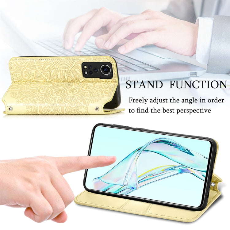 For ZTE Axon 30 5G Blooming Mandala Embossed Pattern Magnetic Horizontal Flip Leather Case with Holder & Card Slots & Wallet