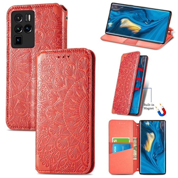 For ZTE nubia Z30 Pro Blooming Mandala Embossed Pattern Magnetic Horizontal Flip Leather Case with Holder & Card Slots & Wallet