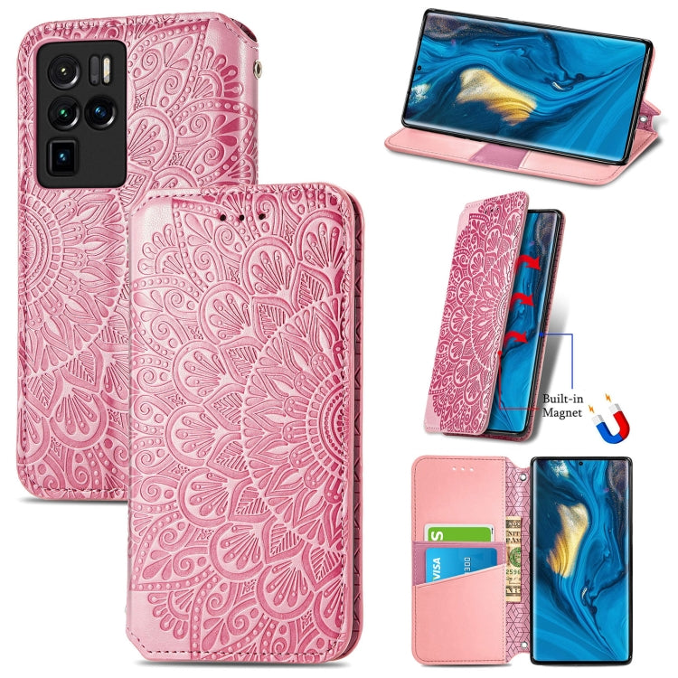 For ZTE nubia Z30 Pro Blooming Mandala Embossed Pattern Magnetic Horizontal Flip Leather Case with Holder & Card Slots & Wallet