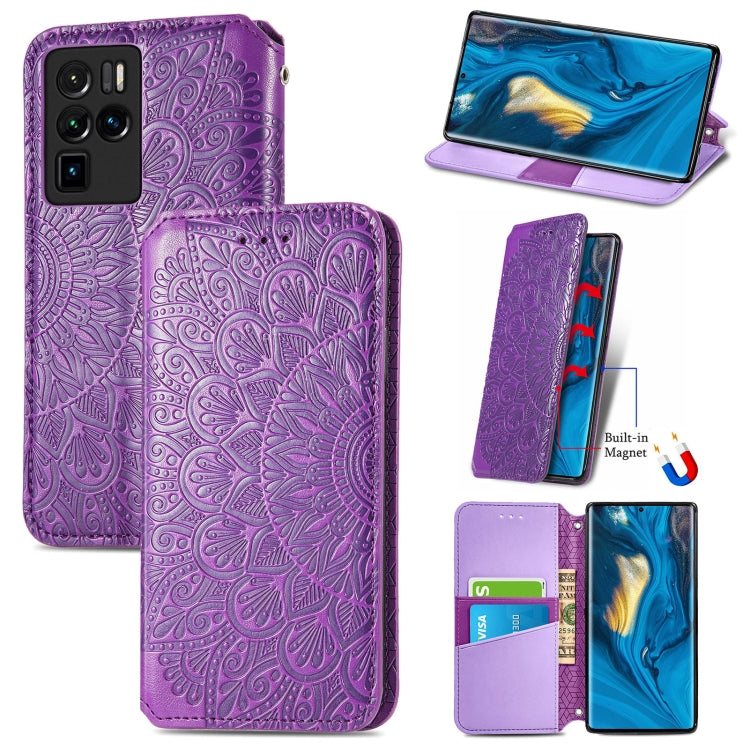 For ZTE nubia Z30 Pro Blooming Mandala Embossed Pattern Magnetic Horizontal Flip Leather Case with Holder & Card Slots & Wallet