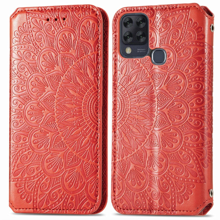 For Infinix Hot 10T Blooming Mandala Embossed Pattern Magnetic Horizontal Flip Leather Case with Holder & Card Slots & Wallet