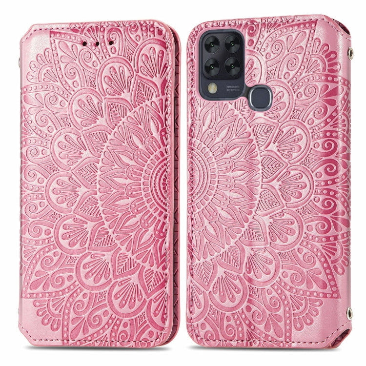 For Infinix Hot 10T Blooming Mandala Embossed Pattern Magnetic Horizontal Flip Leather Case with Holder & Card Slots & Wallet