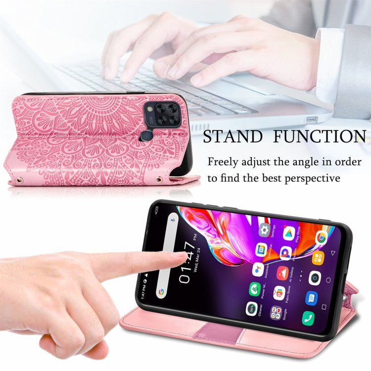 For Infinix Hot 10T Blooming Mandala Embossed Pattern Magnetic Horizontal Flip Leather Case with Holder & Card Slots & Wallet