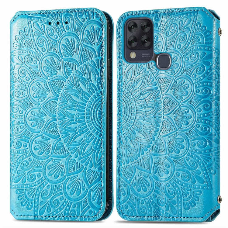 For Infinix Hot 10T Blooming Mandala Embossed Pattern Magnetic Horizontal Flip Leather Case with Holder & Card Slots & Wallet